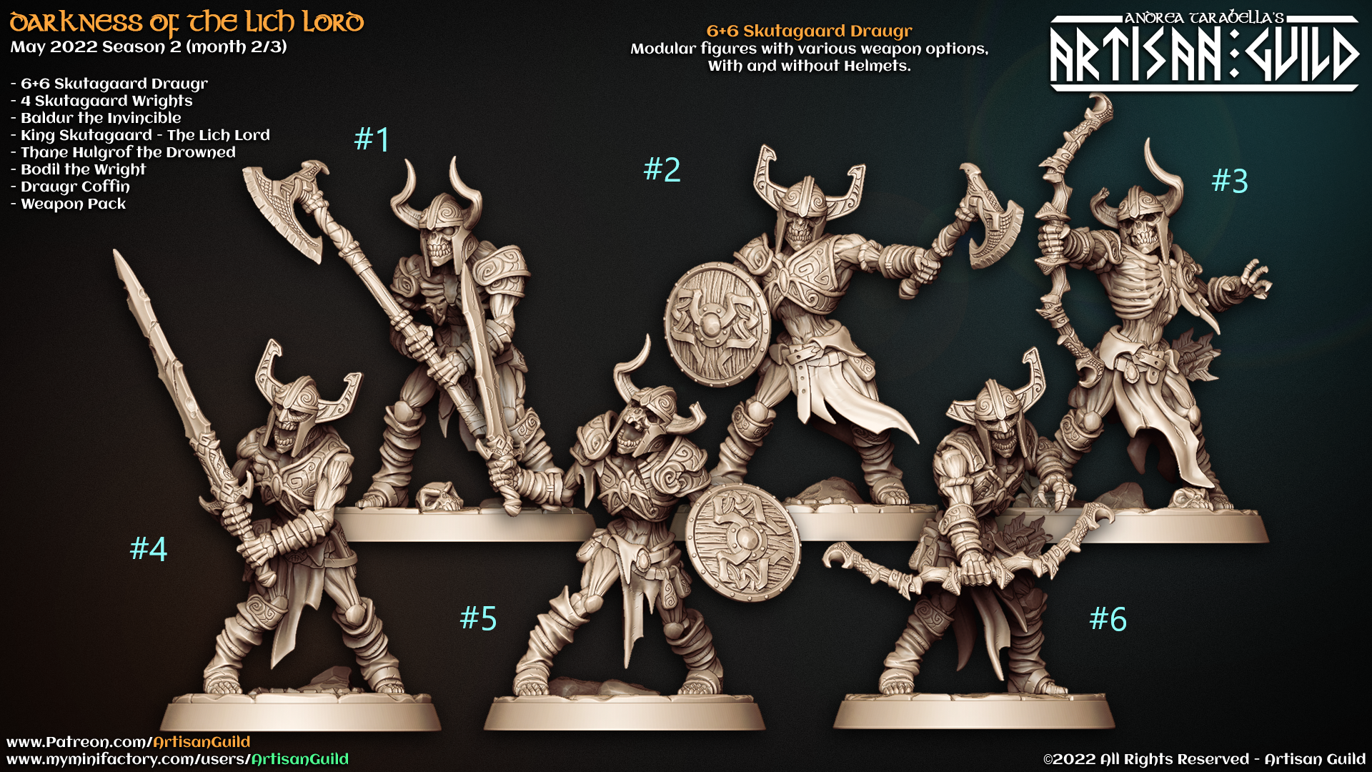 draugr skeleton undead warriors unpainted resin unpainted resin 3D Printed Miniature