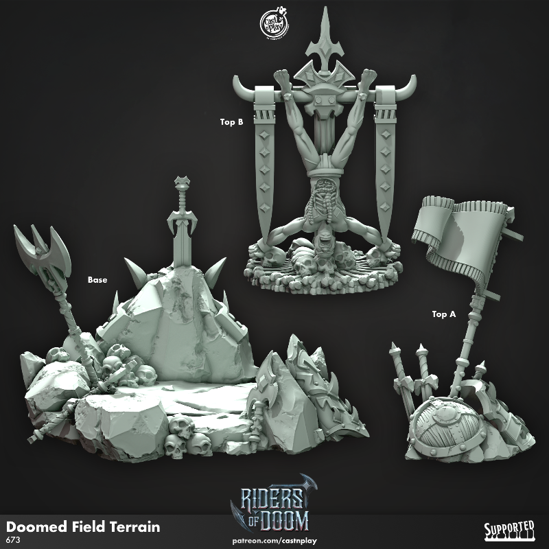 miniature Doomed Field Terrain sculpted by Cast n Play