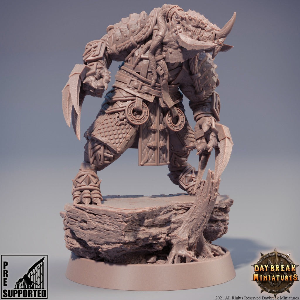 Unpainted toad warrior miniature