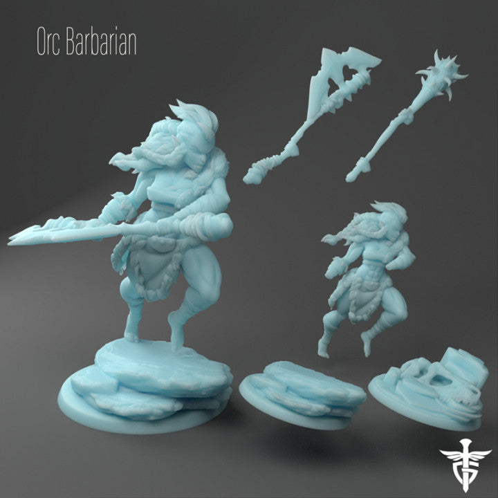miniature Vargash the Orc Barbarian sculpted by Twin Goddess