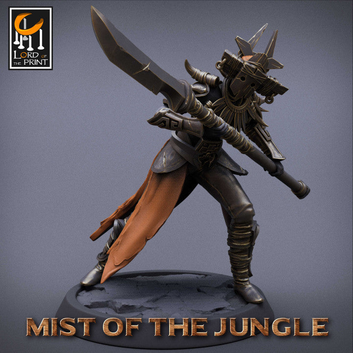 miniature Amazon Light Soldier Spear Attack sculpted by Lord of the Print