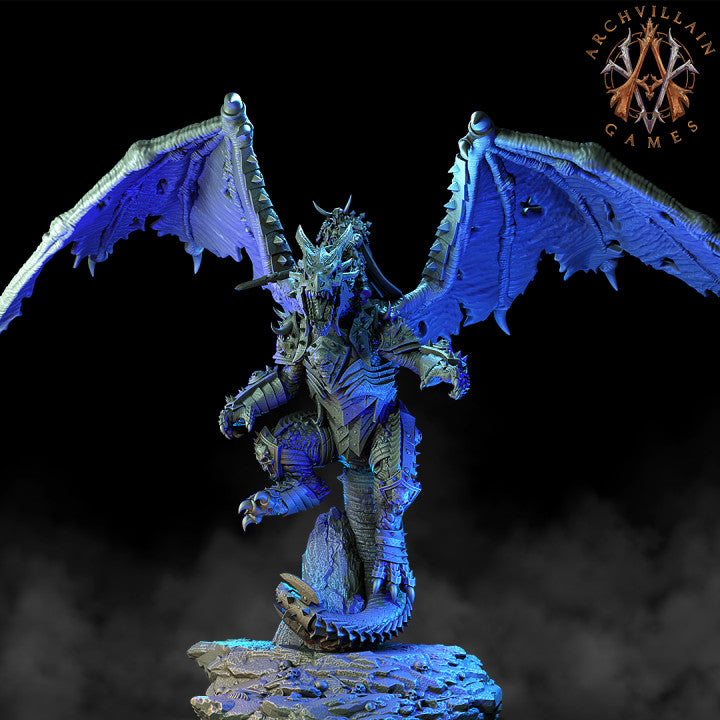 Unpainted resin 3D printed Erevos, the death dragon designed by Archvillain Games Suitable for painting and tabletop games such as Pathfinder, Dungeons and Dragons, Gloomhaven, etc