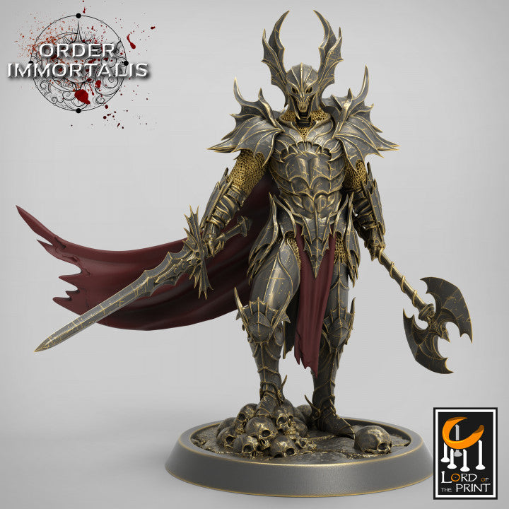 Bloodknight General challenge pose miniature by Lord of the Print