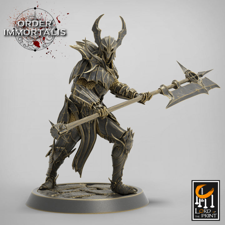 Bloodknight Halberd ready miniature sculpted by Lord of the Print