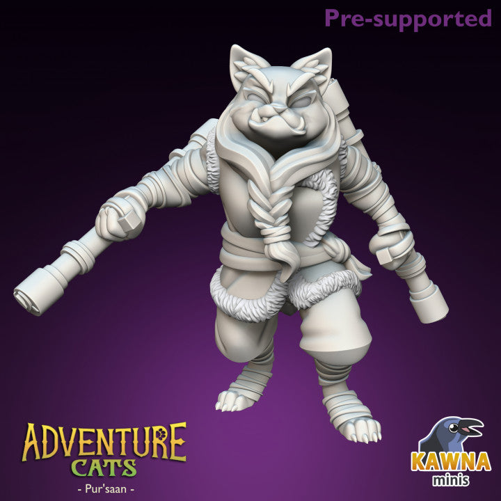 Unpainted resin 3d printed miniature Female Monk Cat