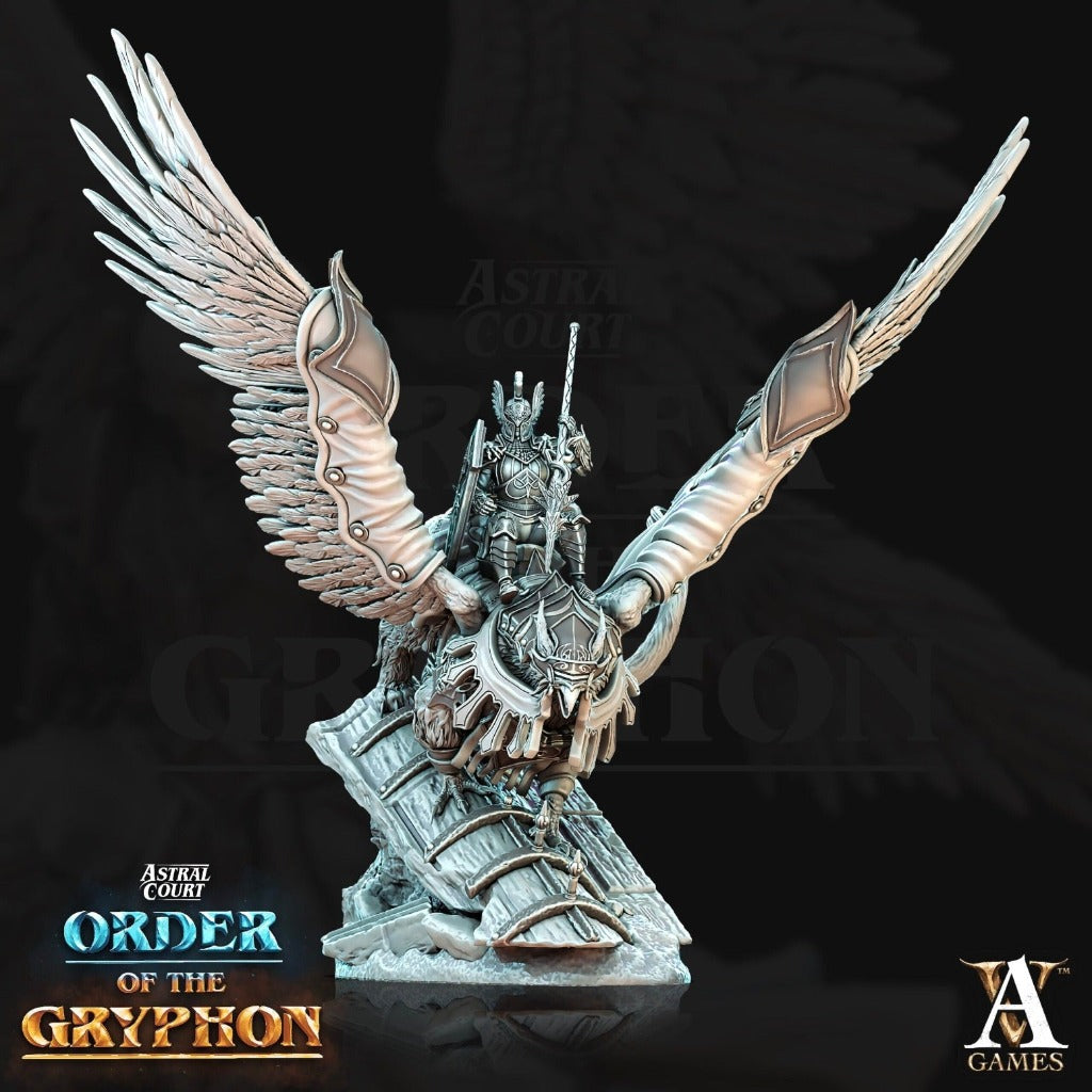 celestial spear fighter on gryphon back  unpainted resin unpainted resin 3D Printed Miniature