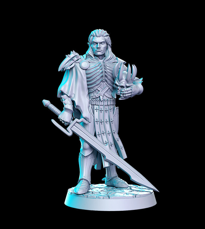 Elf Male warrior knight with lmongsword  unpainted resin unpainted resin 3D Printed Miniature