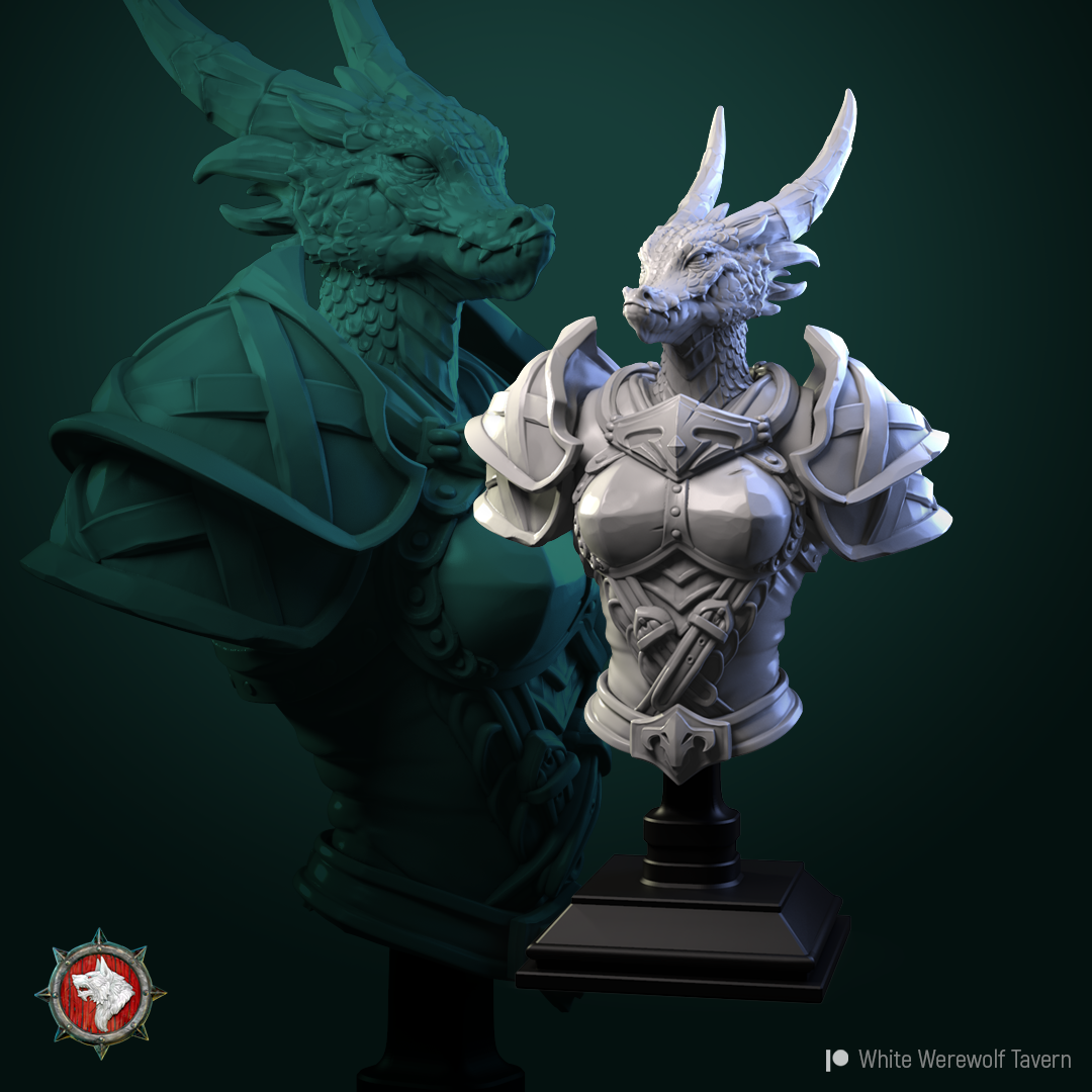 Dragonborn female fight warrior bust  unpainted resin unpainted resin 3D Printed Bust