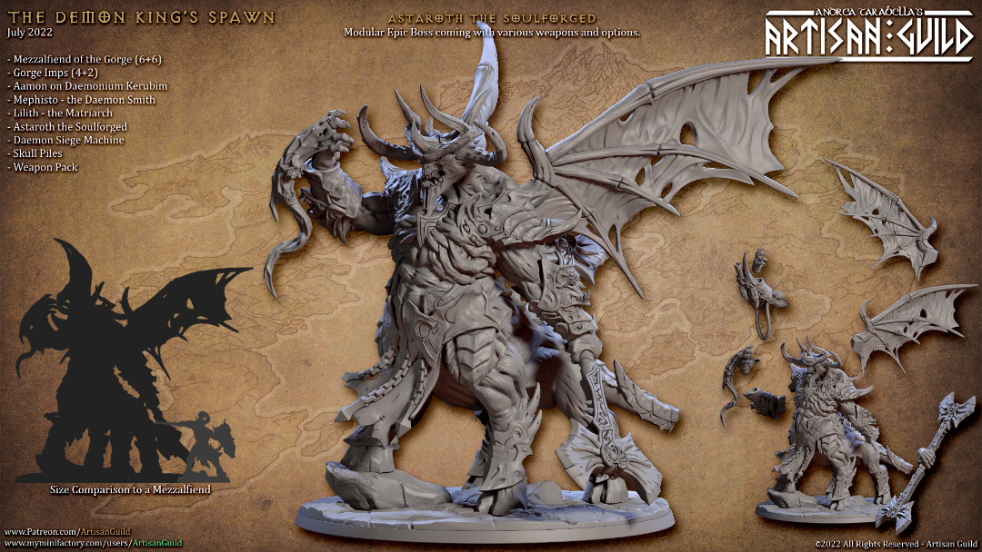Unpainted 3D Printed miniature - Astaroth the Soulforged