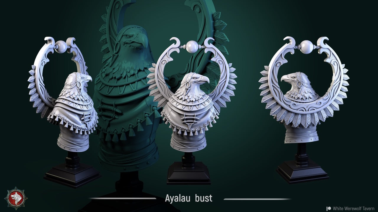 miniature Ayalau Bust sculpted by White Werewolf Tavern