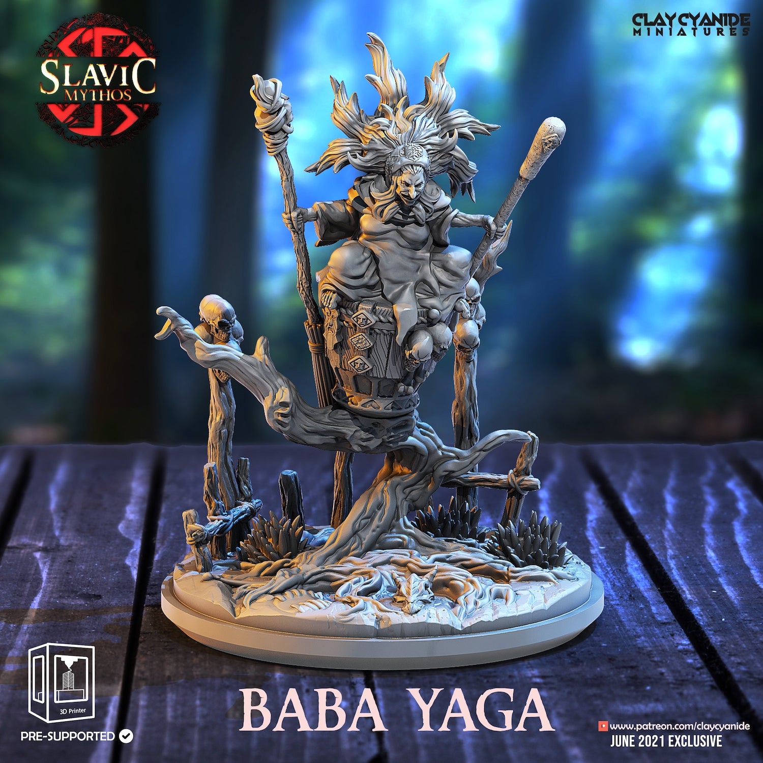 Slavic witch Baba Yaga  unpainted resin unpainted resin 3D Printed Miniature