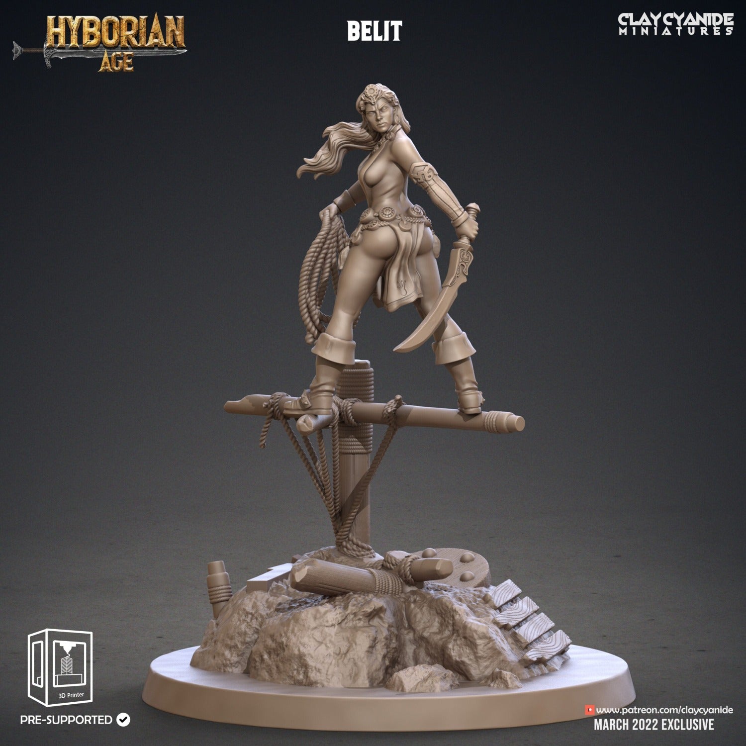 Human female pirate fighter unpainted resin unpainted resin 3D Printed Miniature