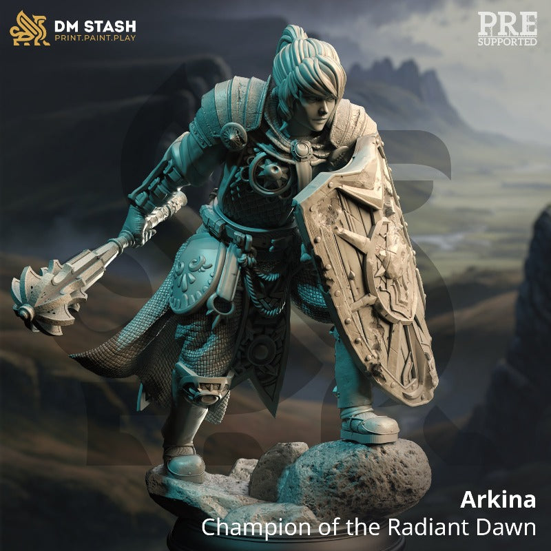 miniature Arkina - Champion of the Radiant Dawn sculpted by DM Stash