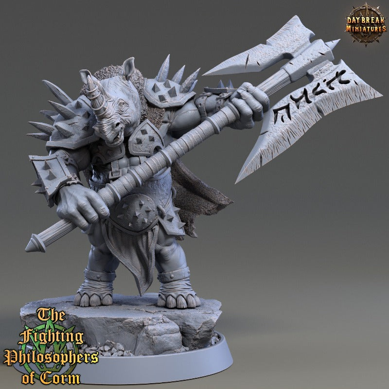 Rhino folk Dios the Jagged sculpted by Daybreak miniatures