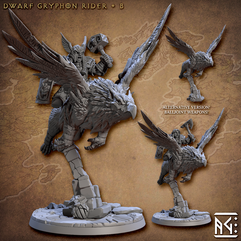 miniature Dwarf Gryphon Rider sculpted by Artisan Guild