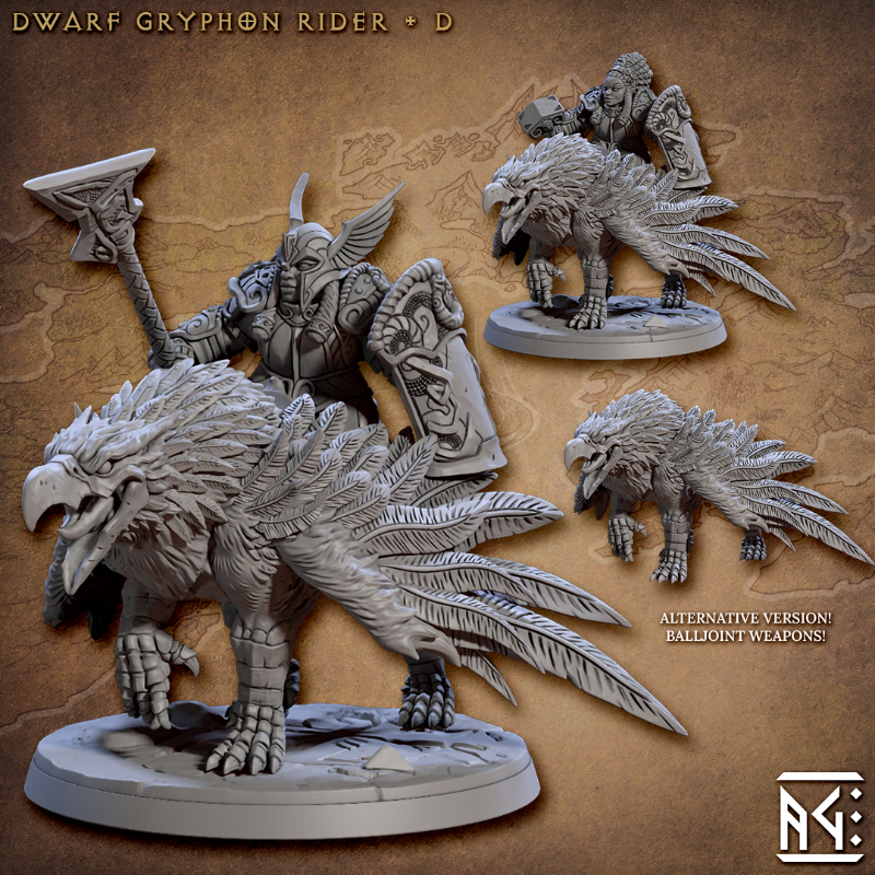 miniature Dwarf Gryphon Rider sculpted by Artisan Guild