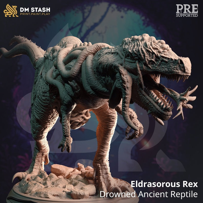 miniature Eldrasorous Rex - Drowned Ancient Reptile sculpted by DM Stash