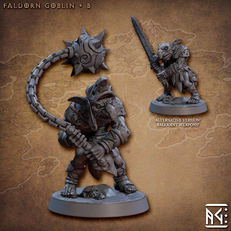 miniature Faldorn Goblin pose 2 sculpted by Archvillain Games