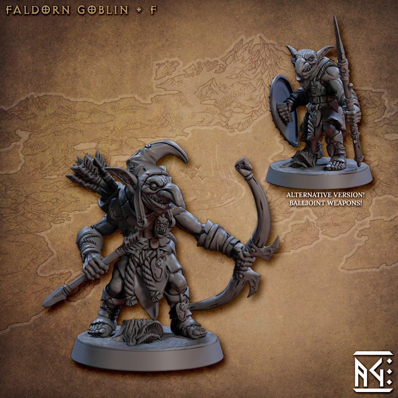 miniature Faldorn Goblin pose 6 sculpted by Archvillain Games