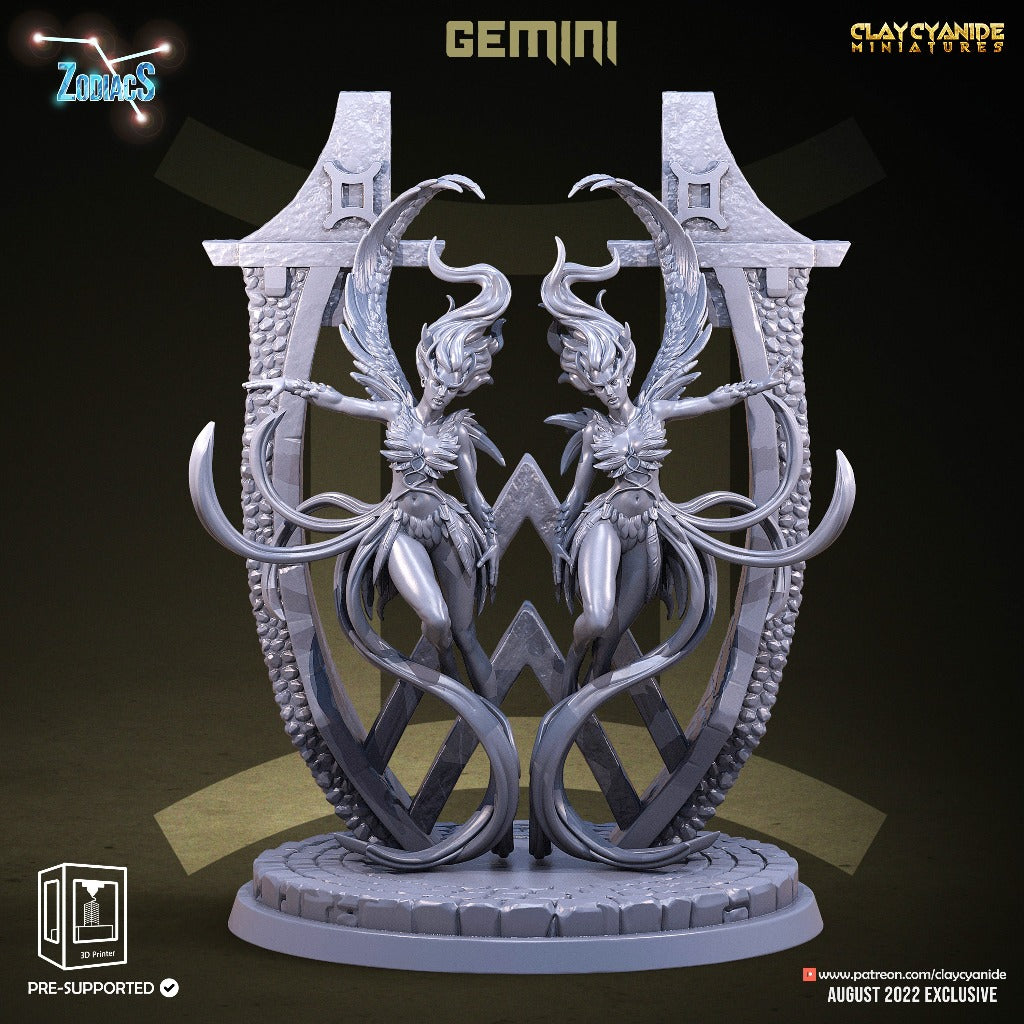 Unpainted resin 3d printed miniature Gemini sculpted by Clay Cyanide