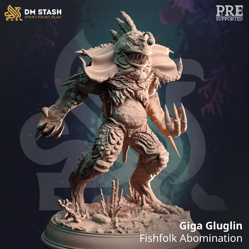 miniature Giga Gluglin - Alpha Fishfolk Abomination sculpted by DM Stash