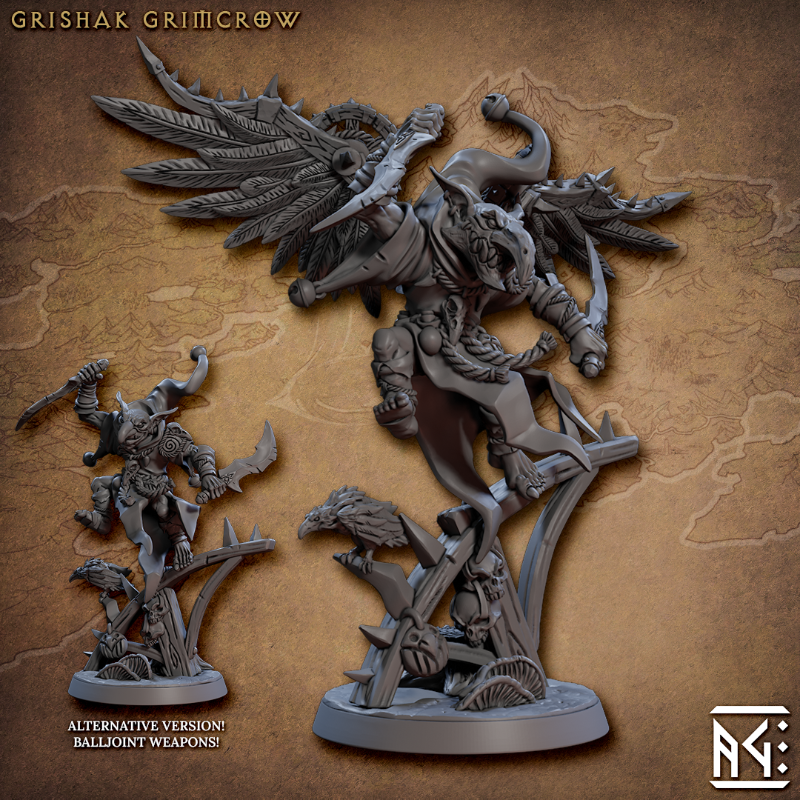 miniature Grishak Grimcrow sculpted by Archvillain Games