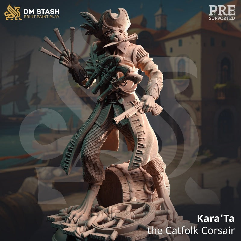 miniature Kara'Ta - Catfolk Corsair sculpted by DM Stash