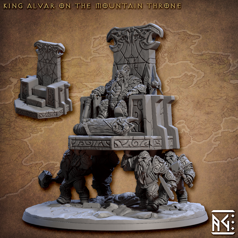 miniature King Alvar on the Mountain Throne sculpted by Artisan Guild