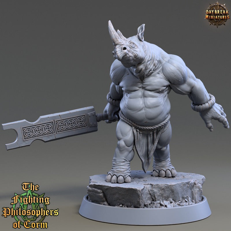 Rhino folk Procius Stubb sculpted by Daybreak miniatures