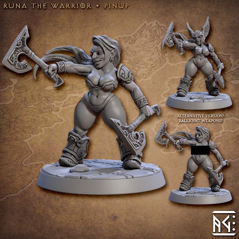 miniature Runa the Warrior sculpted by Artisan Guild