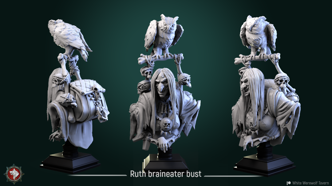 3D Printed witch bust - Ruth Braineater