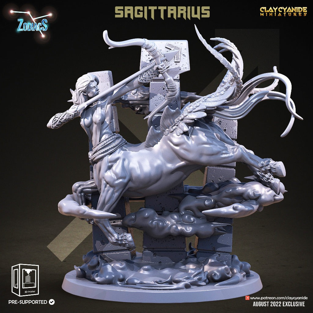 Unpainted resin 3d printed miniature Sagittarius sculpted by Clay Cyanide