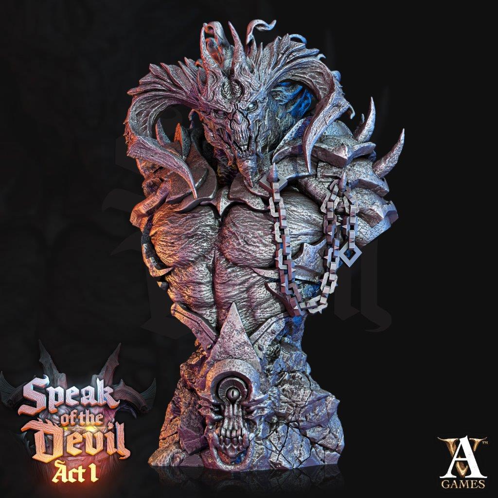 Demon demonic infernal fiendish bust  unpainted resin unpainted resin 3D Printed Miniature
