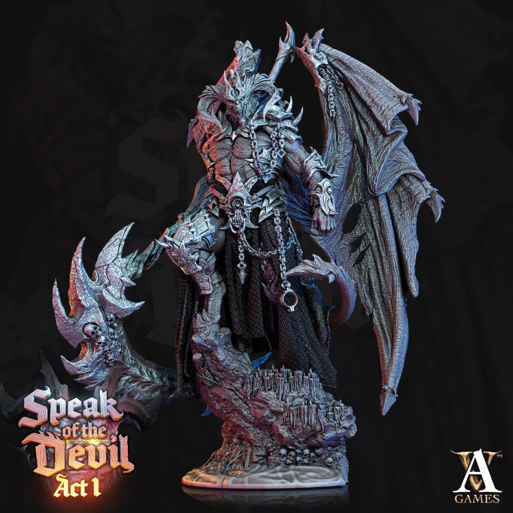Demon demonic, fiendish scythe wielder  unpainted resin unpainted resin 3D Printed Miniature
