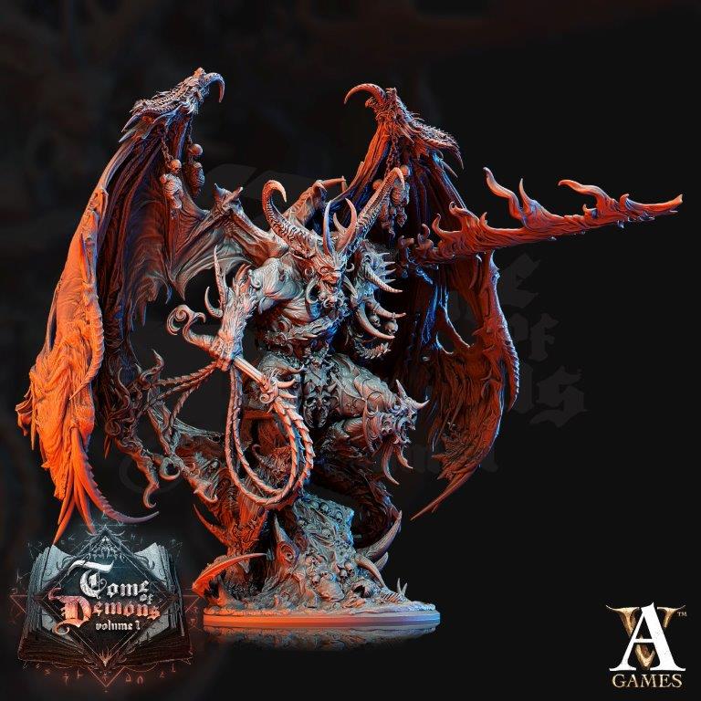 demon demonic fiendish flame sword and whip  unpainted resin unpainted resin 3D Printed Miniature