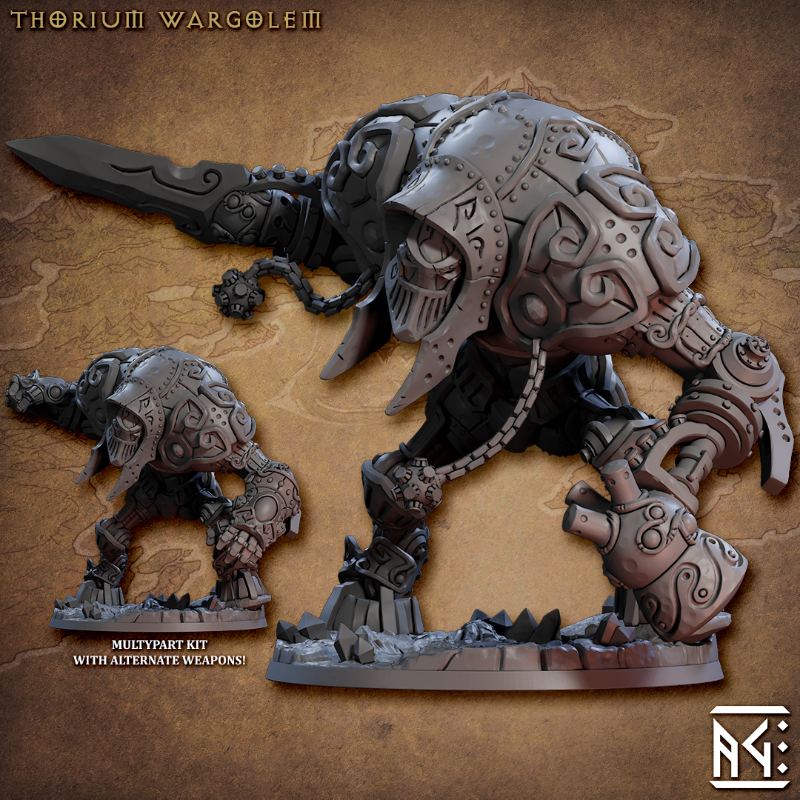 miniature Thorium Wargolem sculpted by Archvillain Games
