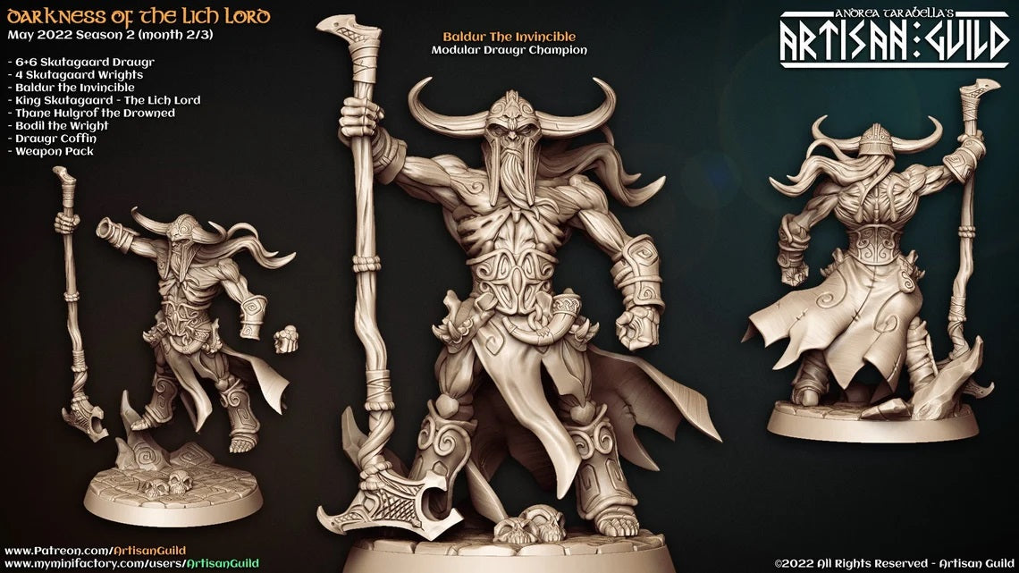 Lich lord living dead barbarian  unpainted resin unpainted resin 3D Printed Miniature