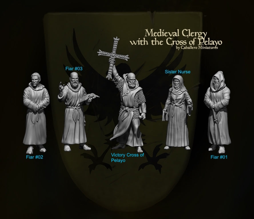 Medieval Clergy with the Cross of Pelayo