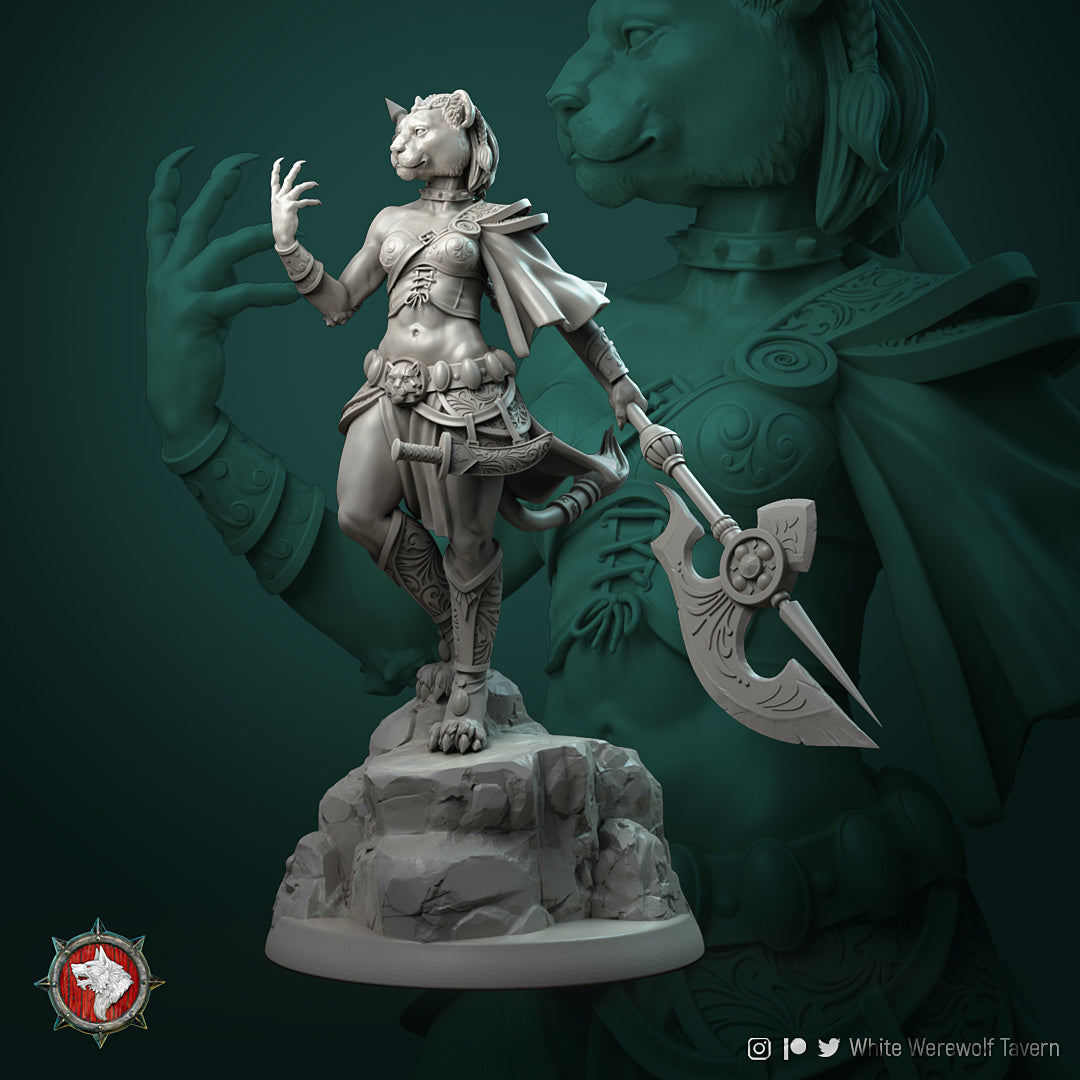 Tabaxi female bard fighter  unpainted resin unpainted resin 3D Printed Miniature