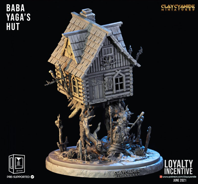 baba yaga and her animated house hut  unpainted resin unpainted resin 3D Printed Miniature