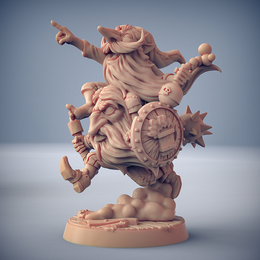 Mace and shield gnome piggy backing poison throwing gnome unpainted resin unpainted resin 3D Printed Miniature