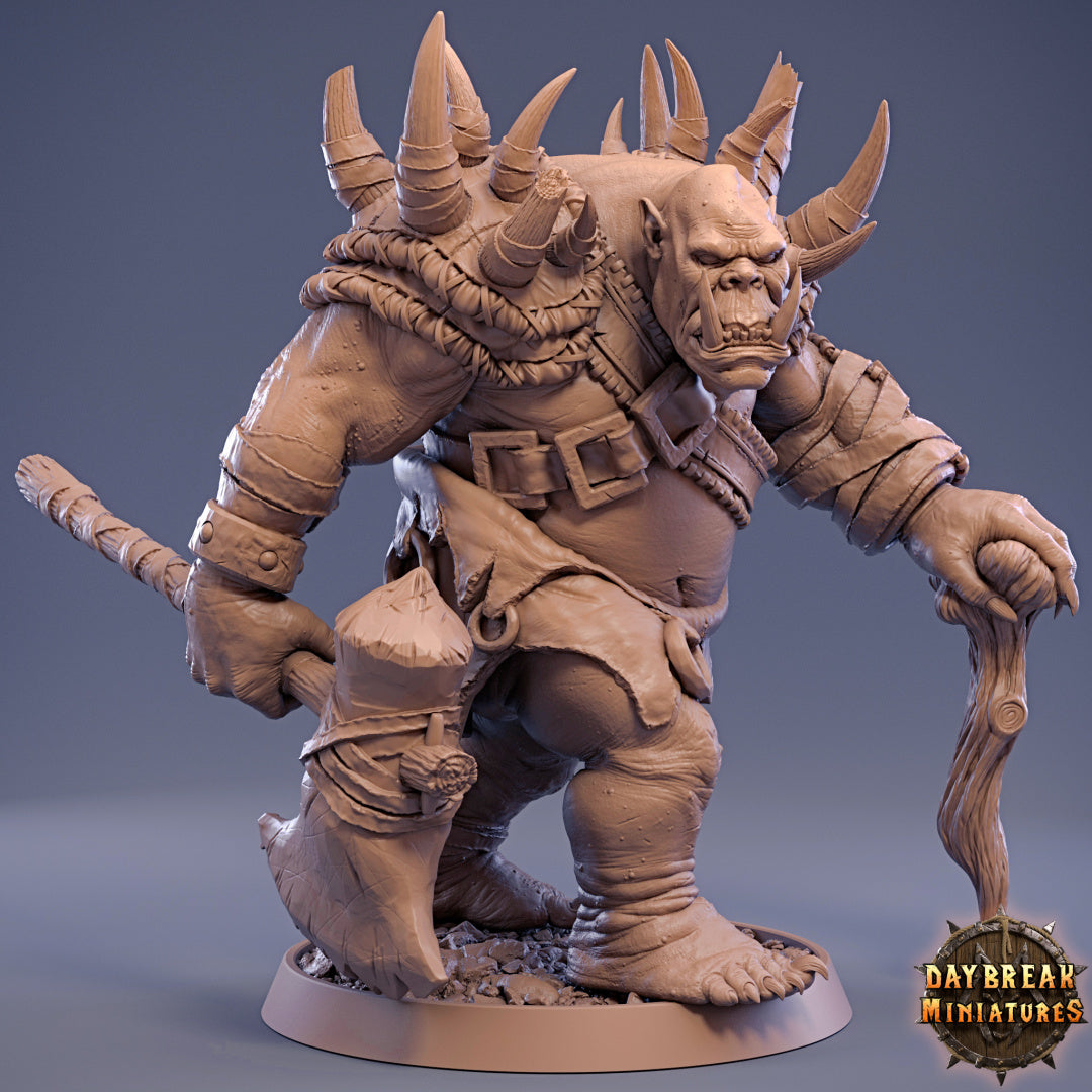 Old Orc chief with axe and cane unpainted resin unpainted resin 3D Printed Miniature