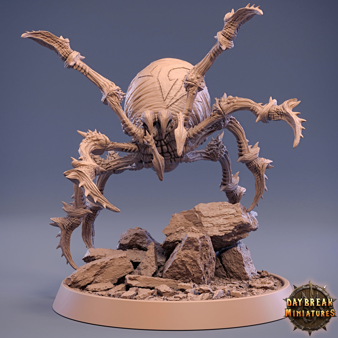 giant rock mountain spider attack pose on rock pile unpainted resin unpainted resin 3D Printed Miniature