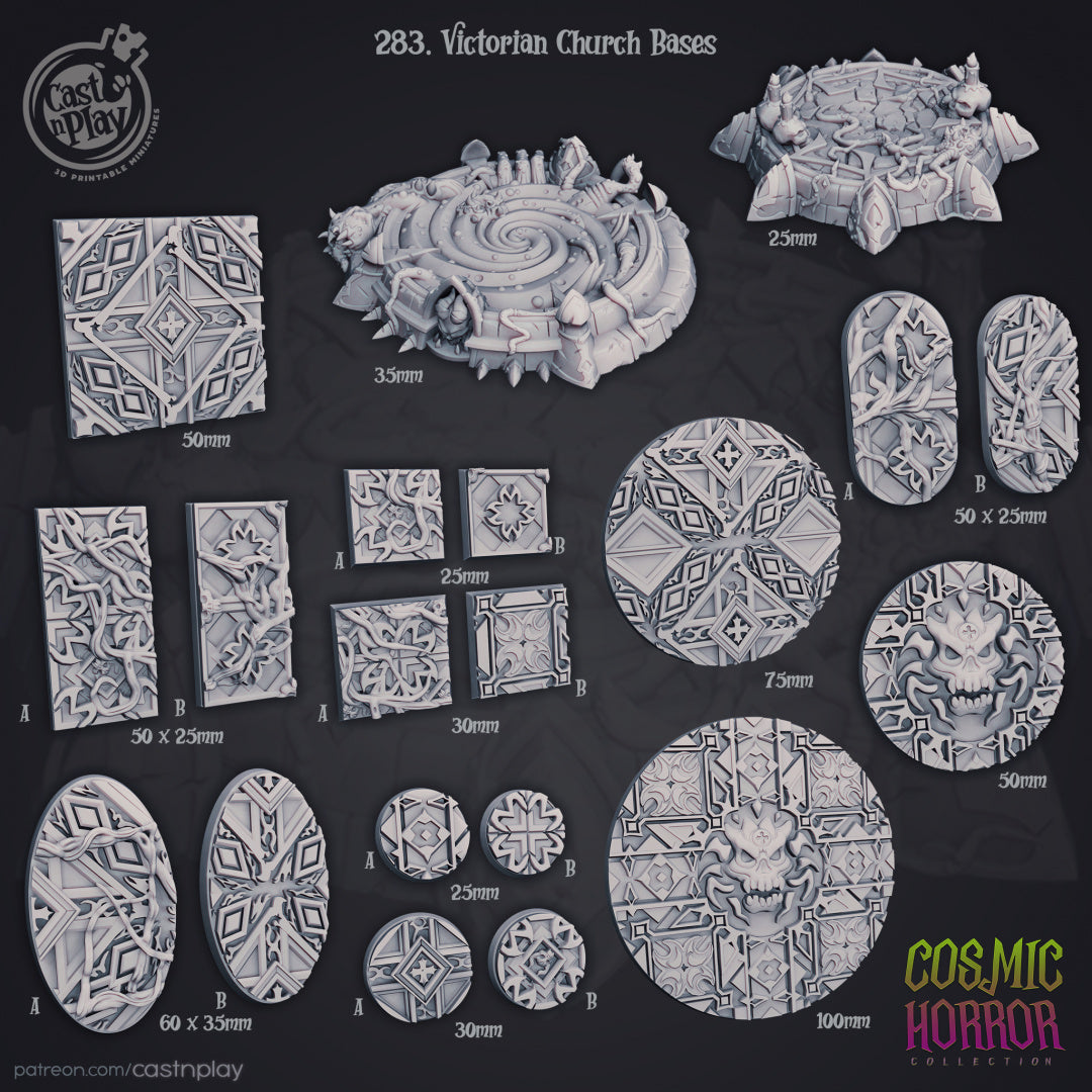Gothic victorian church Cosmic magical wizard tiles bases 3D Printed Bases